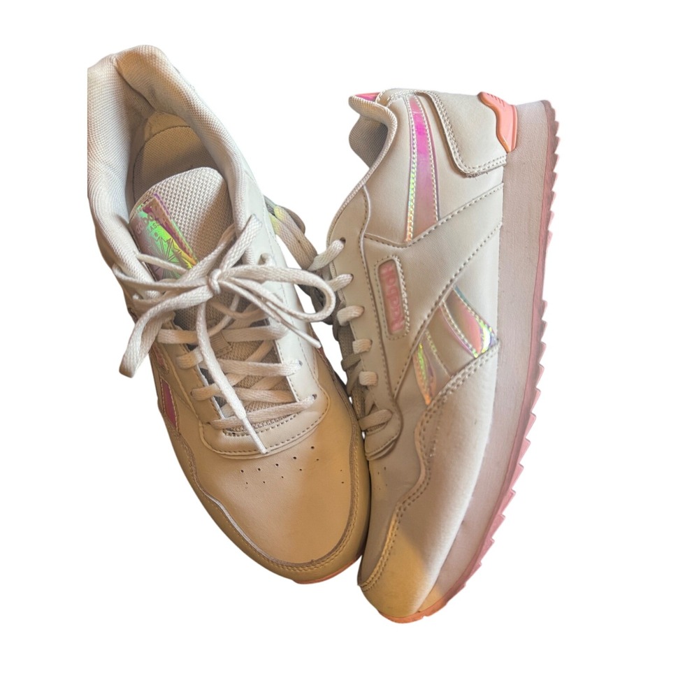 Reebok Classic Leather Ripple Altered Womens Shoes Cream Pink Iridescent‎ Sz 9.5
